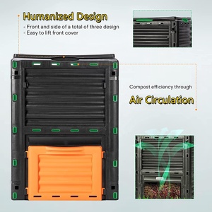 Boîte à composter organique en <span class=keywords><strong>plastique</strong></span> durable de grande capacité 300 <span class=keywords><strong>L</strong></span>, conteneur baril jardin arrière-cour bac à composter - Product Image 5