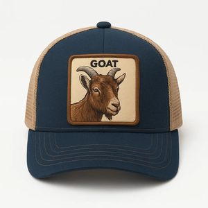 Sombrero de camionero de camuflaje de malla de 5 paneles de alta calidad personalizado, gorra deportiva de tela de espiga, parche bordado con logotipo para animales, estilo de fiesta - Product Image 6