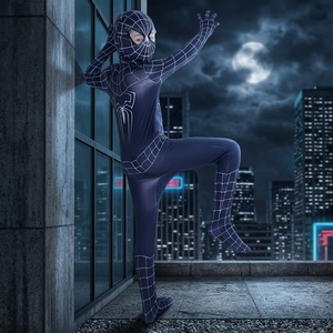 Costume Ispirato a <span class=keywords><strong>Spider</strong></span>-<span class=keywords><strong>Man</strong></span>, Tuta per Giochi di Ruolo, Design Nero e Rosso, Tessuto in Poliestere, Costume per Feste di Halloween - Product Image 1
