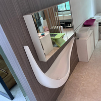 Staron Lavabo de salle de bain blanc à surface solide et design artistique Lavabo en pierre unique avec miroir