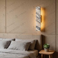 Applique murale moderne en marbre naturel, design linéaire et fin, lampe LED décorative pour chambre à coucher, chevet, hôtel, couloir