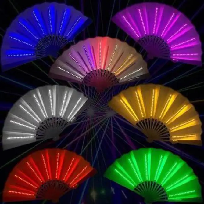 Custom LED Fans Atmosphere Props Color Folding Luminous Fan For Bar Party Supplies