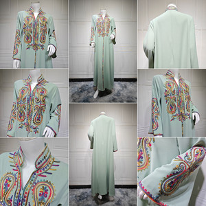 Abito Musulmano da Donna 458, Veste a Maniche Lunghe con Ricami, Stile Medio Orientale Dubai <span class=keywords><strong>Aya</strong></span>, Vestito Islamico Jal Iya per Donne - Product Image 6