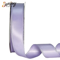 Ruban en satin à double face avec bord festonné, ruban pour emballer des cadeaux de mariage, 1 pouce, ruban rose à bordure crochetée, rouleau de 50 yards