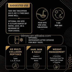 Boissons protéinées multi-collagène liquides premium à l'acide hyaluronique et aux vitamines pour la beauté de la peau et le poids chez la femme - Product Image 2