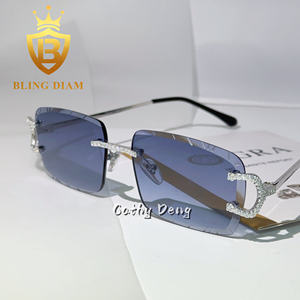 Occhiali da Sole Hip Hop con Lenti Colorate in Moissanite, Montatura in Argento 925 Senza Bordi, Superano il Test del Diamante, con Custodia - Product Image 4