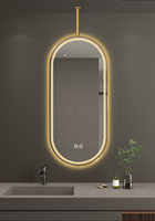 Miroir de salle de bain intelligent réglable en verre avec cadre en aluminium, design moderne, montage mural, interrupteur tactile
