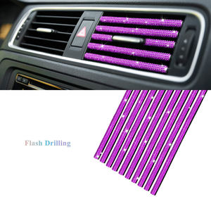 10 Uds Bling salida de ventilación de coche Trim Bling Flash coche aire acondicionado salida de ventilación tira coches accesorios interiores Decoración - Product Image 5