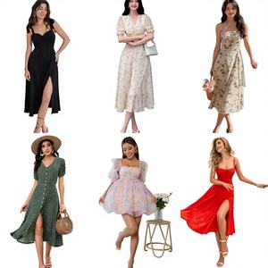 Ventes en gros de nouvelles robes d'été décontractées imprimées pour femmes, de haute qualité, assorties, inventaire mixte, expédition mixte QZ-064 Chine - Product Image 4