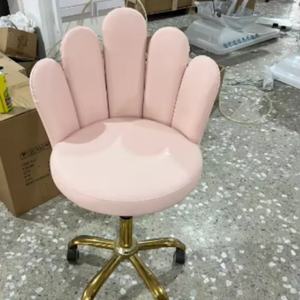 Wss Modern <b>pink</b> Leather Small Technician's Chair Luxury Adjustable Height and Swivel Barber Chairs <b>Stools</b> for Sale - Product Image 1