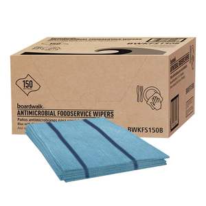 150 chiffons de nettoyage secs en PP bleus, faible peluchage, 800 g/m², 12 x 21 pouces, durables, réutilisables, emballage distributeur - Product Image 3