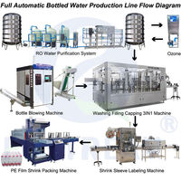 Ligne de production d'eau naturelle sans gaz entièrement automatique avec emballage, capacité de 2000, 3000 ou 5000 bouteilles par heure, table complète