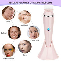 Precio de Fábrica, Kit de Spa Facial Eléctrico Sónico 4 en 1 para Blanqueamiento de Nariz y Rostro, Cepillo de Limpieza de Silicona Impermeable, Exfoliante y Masajeador para Uso Doméstico