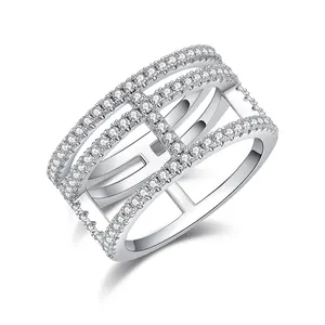 Offre Spéciale 925 argent sterling D couleur VVS bague Hip Hop Moissanite bague pour femmes