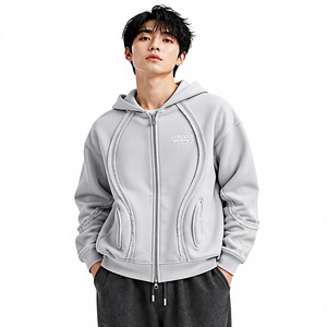Sweat-shirt à capuche entièrement zippé de qualité supérieure, nouvelle conception, marque privée OEM, broderie personnalisée, coupé et cousu, streetwear pour hommes 2026 - Product Image 1