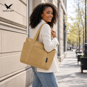 2026 <b>Extra</b> <b>Large</b> Letter Pattern Recycled Coffee Ground Tote Bag Customizable Closure Hand Length Handle Mother-and-Daughter - Product Image 1