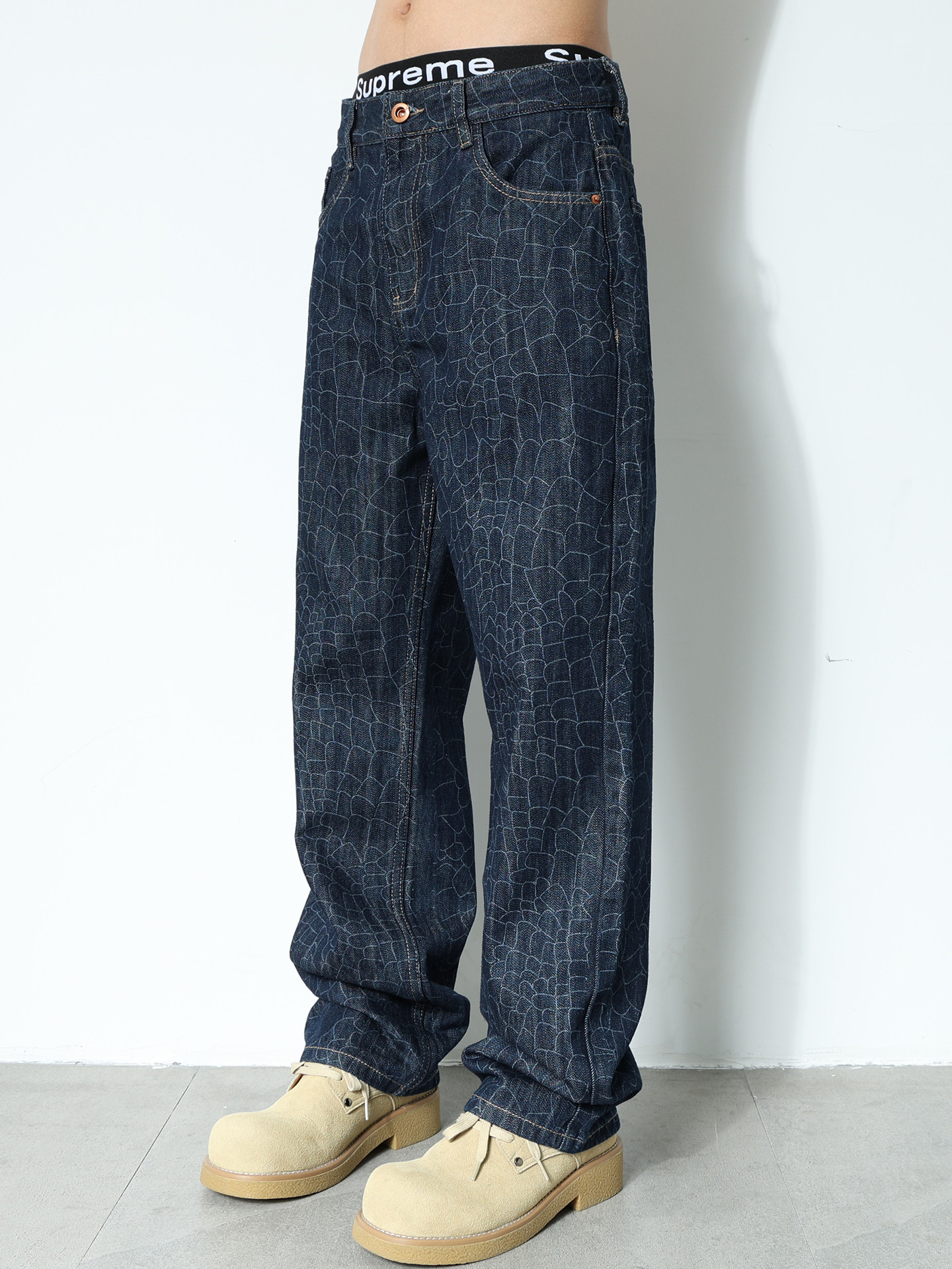 Wholesale Snake Print Jeans Slim Fit Waxed Denim | Alibaba.com