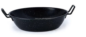Poêle <span class=keywords><strong>à</strong></span> <span class=keywords><strong>paella</strong></span> en émail noir moucheté, double usage profond et peu profond, <span class=keywords><strong>casserole</strong></span> en métal pour fruits de mer, camping et cuisine - Product Image 5