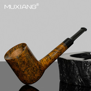 Muxiang Long Leg Billiard Briar Wood Pipe 3mm Channel Flat Insert Design Tobacco Smoking Pipe - Product Image 2