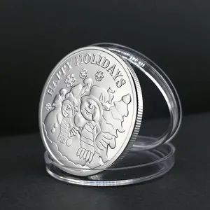 RENHUI Snowflake Snowman Christmas Wish Laser Engraving Metal Personalize Custom Customized Christmas Coins