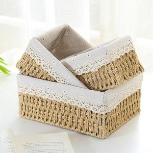 Cubo de mimbre anidado tejido a mano, cestas de almacenamiento de mimbre con revestimiento para estantes, decoración organizadora - Product Image 2