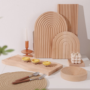 Nordic Beech Wood Serving <b>Tray</b> Geometric Irregular Shape Home Use <b>Dinner</b> Plate Bread Board Western Style Plating - Product Image 1