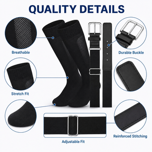 Ensemble <span class=keywords><strong>ceinture</strong></span> et chaussettes de baseball personnalisables, <span class=keywords><strong>ceinture</strong></span> d'uniforme d'équipe réglable, chaussettes de baseball hautes jusqu'au genou, OEM ODM Marque privée - Product Image 3