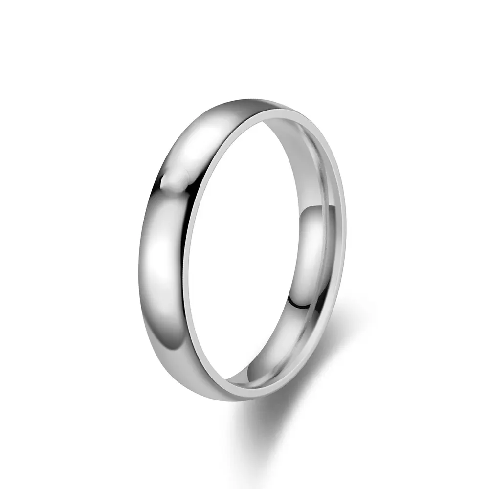 Fabrik preis Lieferung 4mm Silber Schwarz Roségold Blau Minimalist Blank Edelstahl Einfacher stapelbarer Ring für Hochzeiten