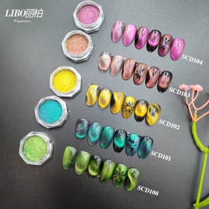 Poudre magnétique verte éclatante effet œil de chat LIBO pour nail art – Collection été - Product Image 6