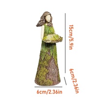 Statue de mangeoire à oiseaux en résine, Fille de la Forêt, Sculpture Déesse de la Nature avec plateau en feuilles, Décoration pour pelouse, patio, cour et jardin