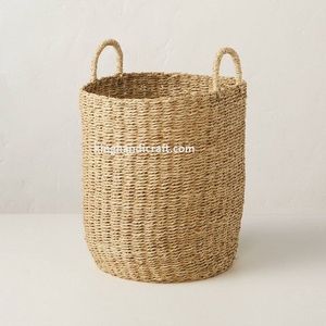 Cesta de Almacenamiento Plegable de Seagrass Ecológica Hecha a Mano al por Mayor, Organizador Moderno Tejido Natural con Asas para Decoración del Hogar - Product Image 1