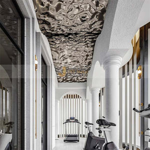 C267 Panneau mural moderne 3D Panneau de plafond en acier inoxydable 304 Ondulation de l'eau Plaque d'acier Feuilles décoratives - Product Image 3