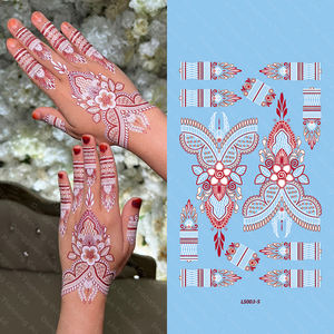 Adesivi per Tatuaggi Temporanei Bianchi Sexy con <span class=keywords><strong>Disegni</strong></span> di Mehndi Indiano e Henna Finta per Entrambe le <span class=keywords><strong>Mani</strong></span>, per Donne e Ragazze - Product Image 4