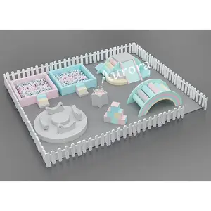 Ensembles de fosse à balles grise pour enfants personnalisés aire de jeux pour bébé conception de divertissement espace intérieur thème commercial équipement de jeu doux