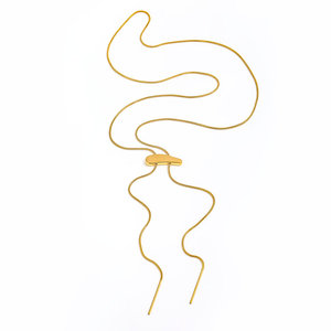 जूलिम गहने 18k सोने की प्लेटेड सुपर लंबी सांप श्रृंखला ब्लॉक पुल शैली टासेल नेकलेस स्टेनलेस स्टील गहने थोक - Product Image 3