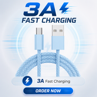 Câble USB-A vers USB-C tressé 3A de couleur macaron à charge rapide 30W pour iPhone 15/16/17/18