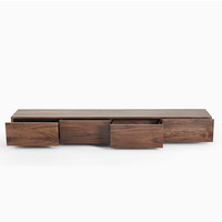 Grain Match Massivholz TV-Schrank Grifflos Walnuss Eiche Medien-Konsole Luxuriöses Flaches Wohnzimmer TV-Möbel