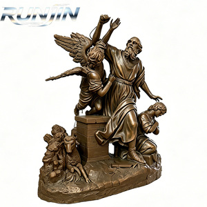 Estatua de bronce fundido antiguo de gran tamaño de la marca RUNJIN, de <span class=keywords><strong>Isaac</strong></span>, el hijo de Abraham, para decoración de jardín de iglesia católica, con temática religiosa. - Product Image 2