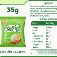 Cheese-Plan Halal 35g Snacks céréaliens sains et sucrés saveur maïs et melon cantaloup, sans graisses trans, semi-mous et prêts à consommer