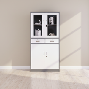 Armoire à dossiers avec tiroirs et porte en verre pour le rangement de documents scolaires et de bureau - Product Image 1