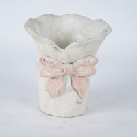 Pot de fleurs en ciment rose 3D style shabby chic Lian Da, bord ondulé texturé, pot de fleurs en béton blanc pour la décoration de table à la maison