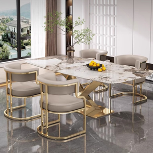 Fauteuil en fer de luxe moderne avec revêtement en cuir - Chaise de salle à manger durable pour la maison et l'hôtel - Product Image 1