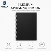 Carnet à couverture unie A5, journal premium, reliure spirale double argentée, papier lisse, logo personnalisé pour entreprise, exécutif