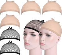 Bavavlin Bonnets de perruque en nylon - Lot de 6 bonnets de perruque, base en filet, extensibles, élastiques et respirants, 4 bonnets de perruque beiges + 2