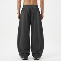 Pantalon Streetwear Vintage Personnalisé Coupe Oversize Délavé à l'Acide avec Empiècements et Jambes Courbes, Cordon de Serrage, pour Homme, Coupe Mi- Large, 100% Coton