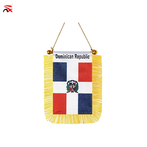 Bandera Miniatura de República Dominicana al por Mayor con Borde Dorado y Cuerda para Colgar, Recuerdo - Product Image 1