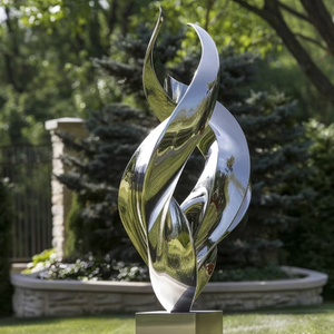 Hiện đại tùy chỉnh trừu tượng đá khắc tinh thể điêu khắc trong thép không gỉ gương độc đáo chạm khắc & tác phẩm điêu khắc - Product Image 3