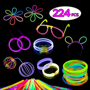 Neue kinder partei liefert gläser armbänder halsketten ohrringe multicolor glow party pack 8 zoll groß glow sticks für pool