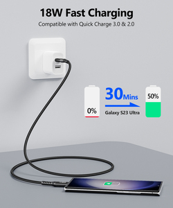 สายดาต้า USB C แบบถัก SUNGUY รุ่นสั่งทำจากโรงงาน 18W สายชาร์จเร็วอเนกประสงค์สำหรับโทรศัพท์มือถือ พาวเวอร์แบงค์ และในรถยนต์ - Product Image 4