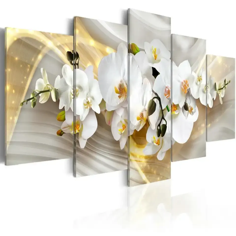 Canvas Afdrukken Custom Flower Pop Print Oliefoto 'S Abstracte Woonkamer 5 Stuk Schilderijen Decoratief Schilderij Muurkunst